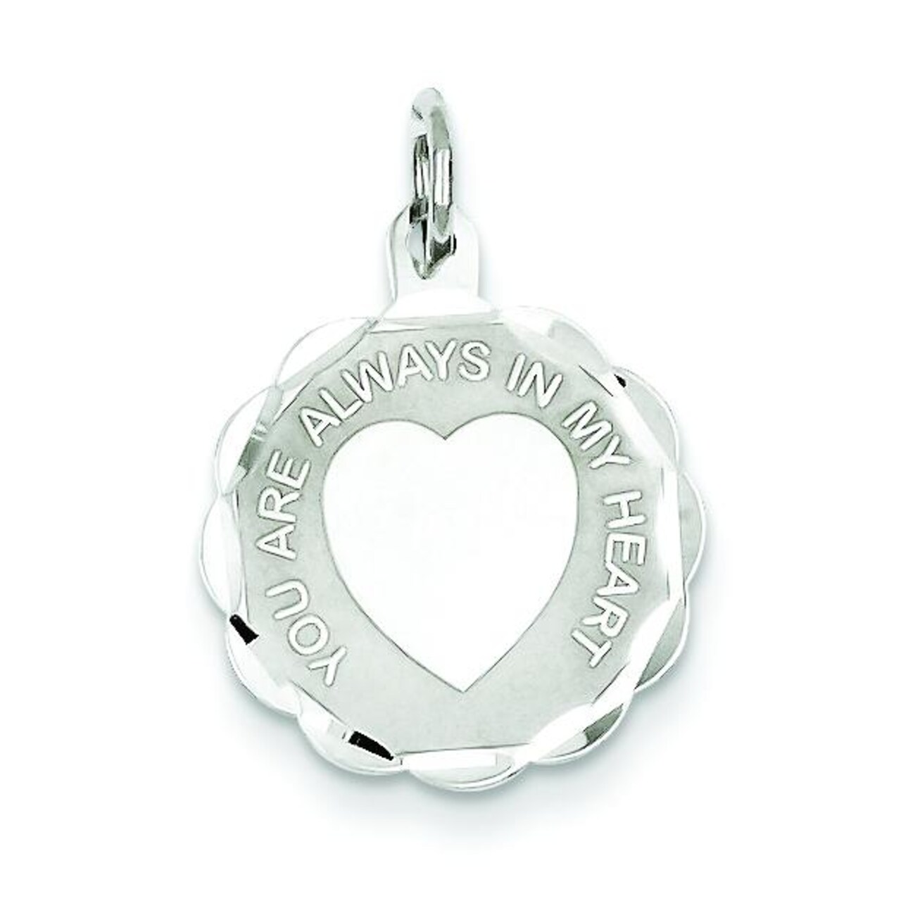 Sterling Silver You Are Always In My Heart Disc Charm Jewerly 22mm x 16mm